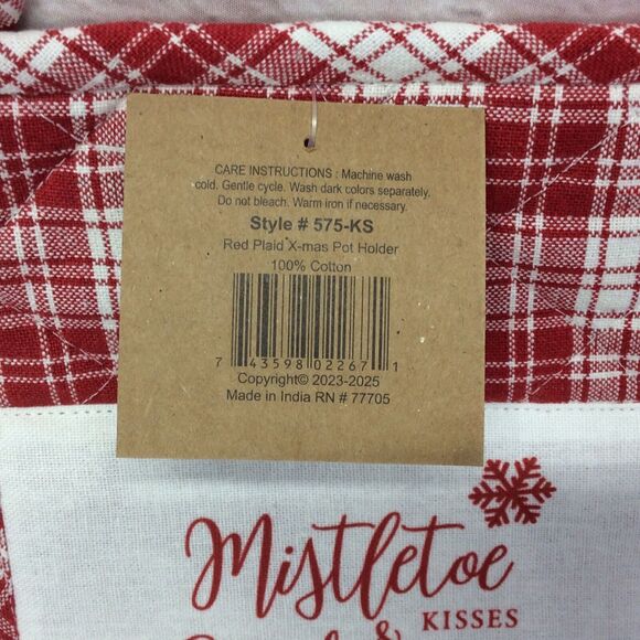 Christmas Red & White Plaid 3 Pc Kitchen Set Dish Towel/Pot Holder/Oven Mitt NWT - Picture 7 of 11